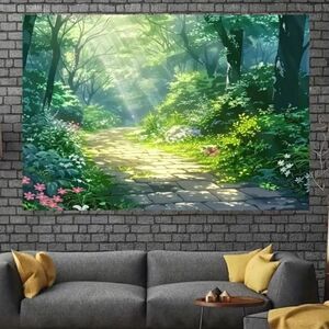 Wall Mural Forest Flowers Trees Sunrays 59 x 39